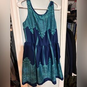 Elegant Blue and Teal Sundress